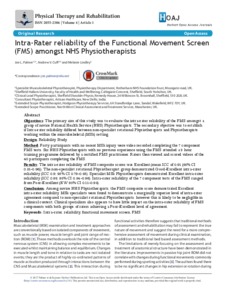 Intra-Rater reliability of the Functional Movement Screen (FMS) amongst ...