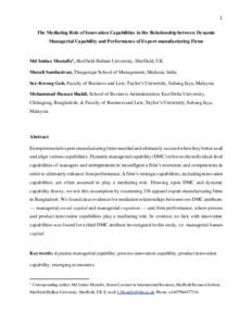The Mediating Role of Innovation Capabilities in the Relationship ...