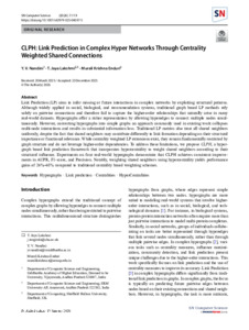 CLPH: Link Prediction in Complex Hyper Networks Through Centrality ...